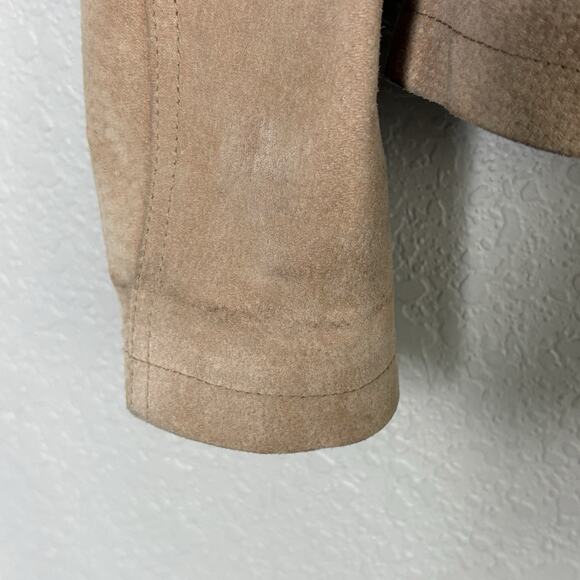Vintage 90s Y2K Genuine Suede Leather Blazer Jacket Western Grunge Tan Size L - Picture 6 of 9